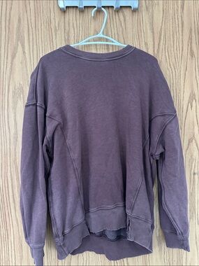 American Eagle Outfitters Women's Washed Crewneck Sweater in Mauve Brown